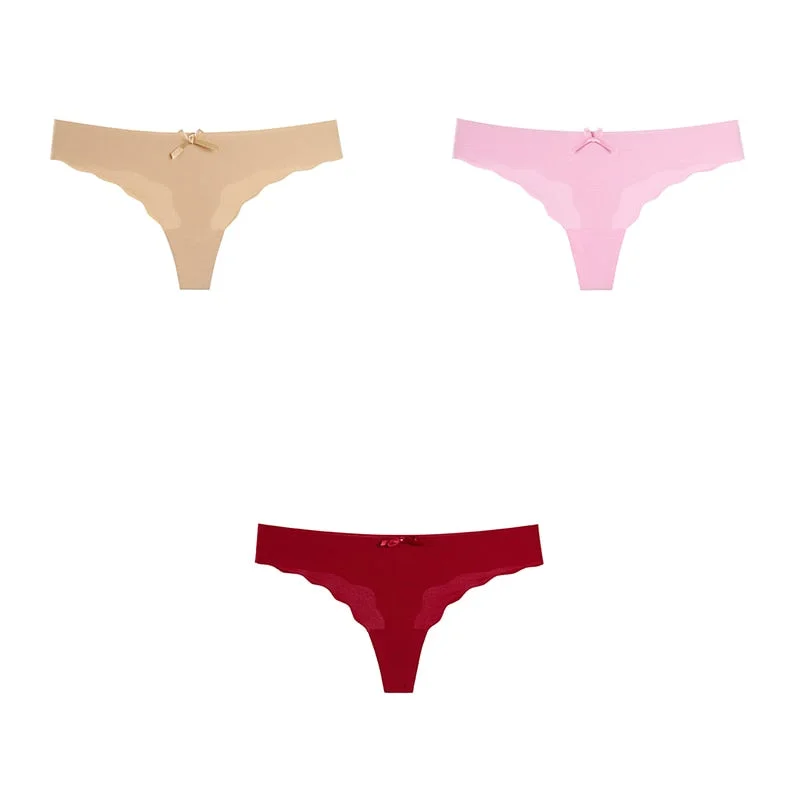 3 Pcs Sexy Lingerie Woman Underwear Seamless Sports Panties Female Thong G-string Thongs For Woman Underwear Ice Silk BANNIROU
