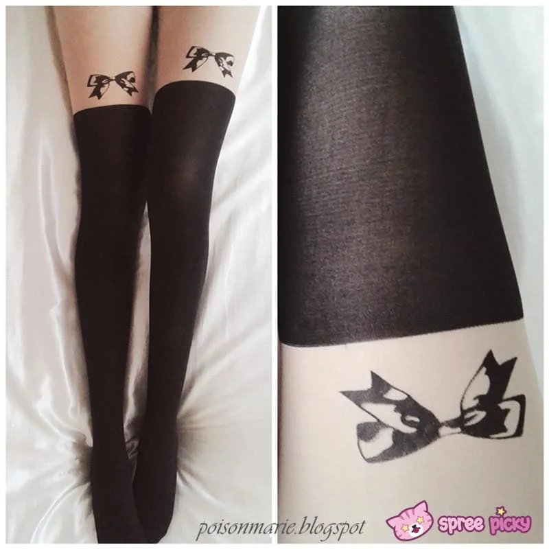 Little Bow Fake Over Knee Thigh High Tights SP140915