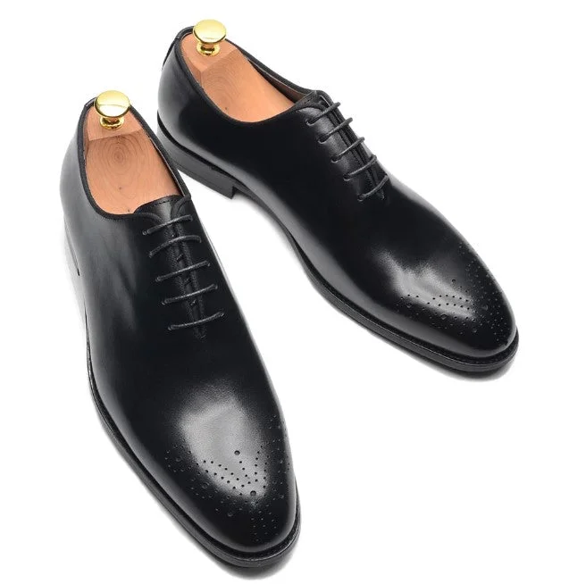 Handmade Mens Black dress shoes, Men leather Oxford shoes, Men brogue shoe