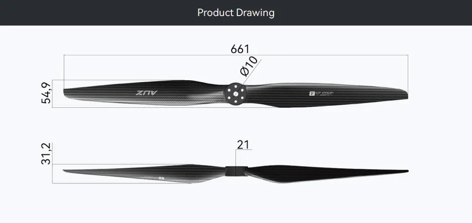 T-MOTOR 26x12 Carbon Fiber Fixed-Wing Drone Propeller