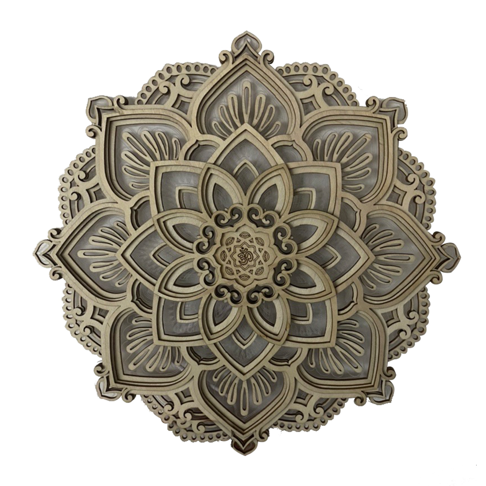 

Mandala Yoga Room Night Light Wooden Hanging Carved Multilayered LED Lamp, 501 Original