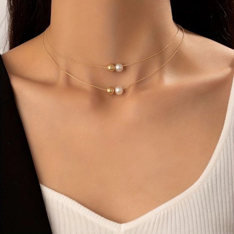 Sweet Minimalist Solid Color 304 Stainless Steel 18K Gold Plated Plating Pendant Necklace