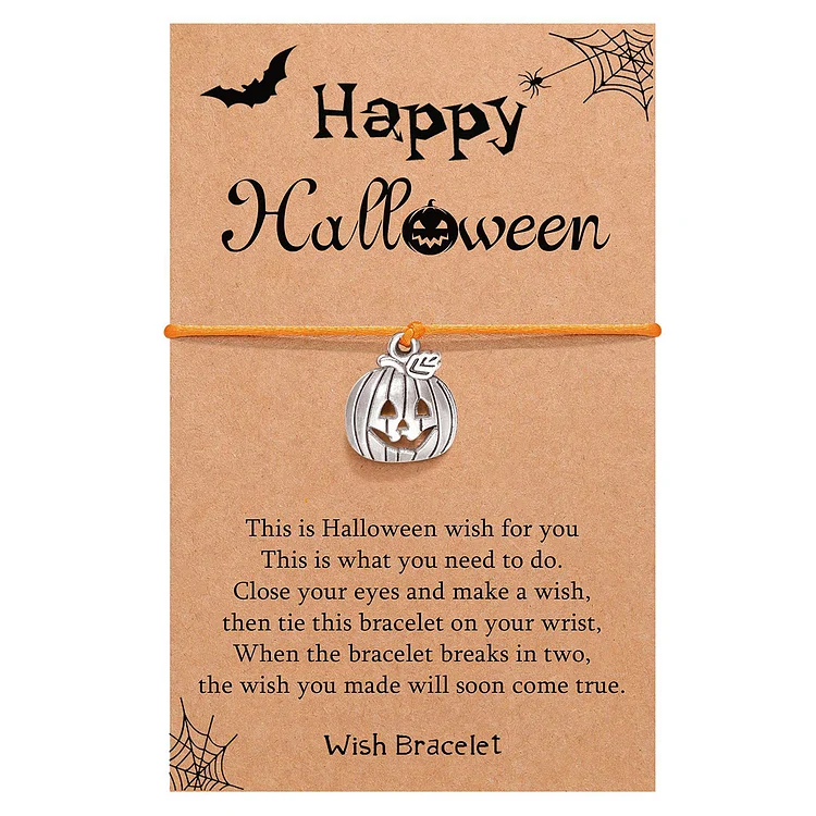 Halloween Pumpkin Bracelet Wish Bracelet Stainless steel Adjustable Bracelets Halloween Gift for Kids Family Friends