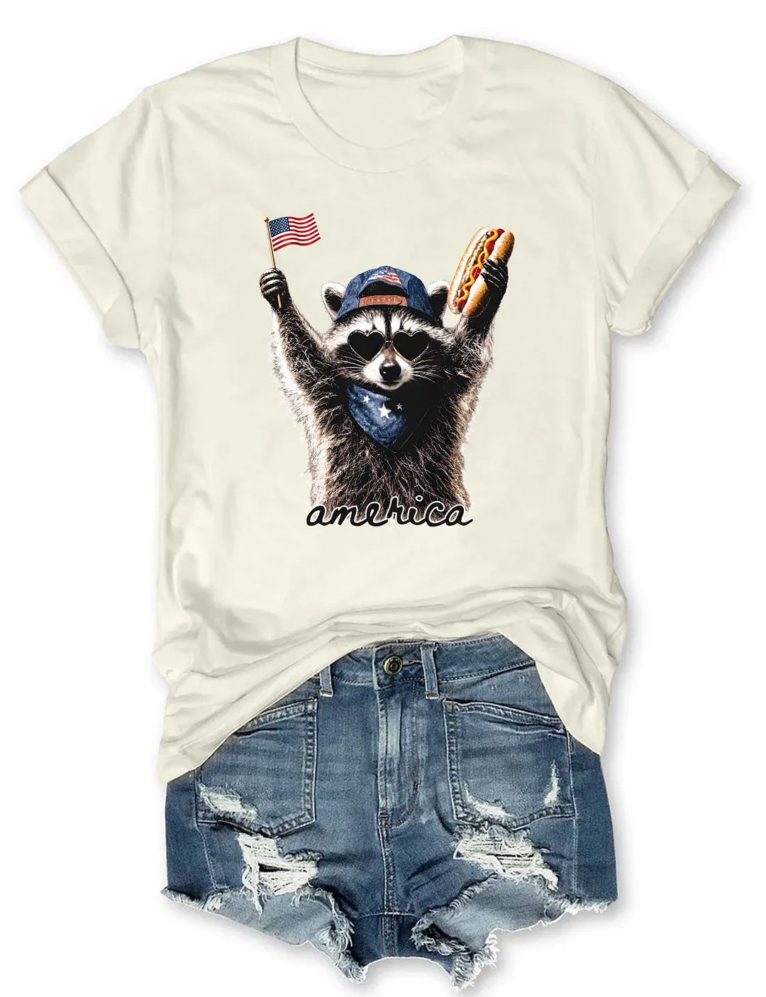 America Patriotic Raccoon T-shirt