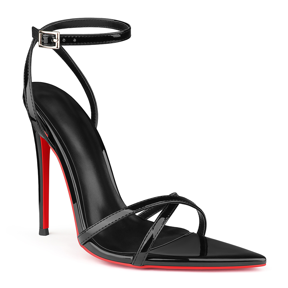 120mm/100mm Women's Sandals Pointed Toe Slingback Red Bottom Heels-MERUMOTE