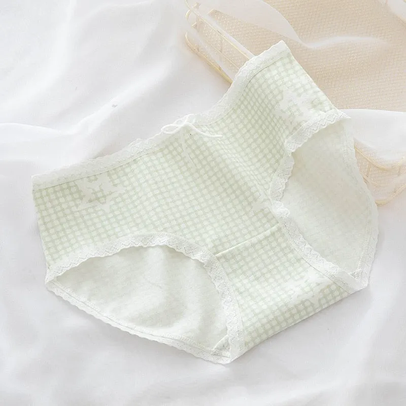 New Women's Cotton Underwear Sexy Printing Panties Fashion Girl Bow Briefs Mid Waist Seamless Underpants female Lingerie