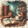 Desk And Books-11CT Stamped Cross Stitch 45*45cm/17.72*17.72in