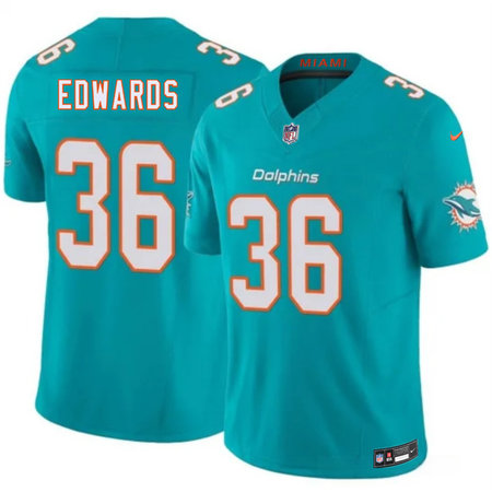 Men's Miami Dolphins #36 Donovan Edwards Aqua 2026 F.U.S.E. Vapor Limited Stitched Football Jersey