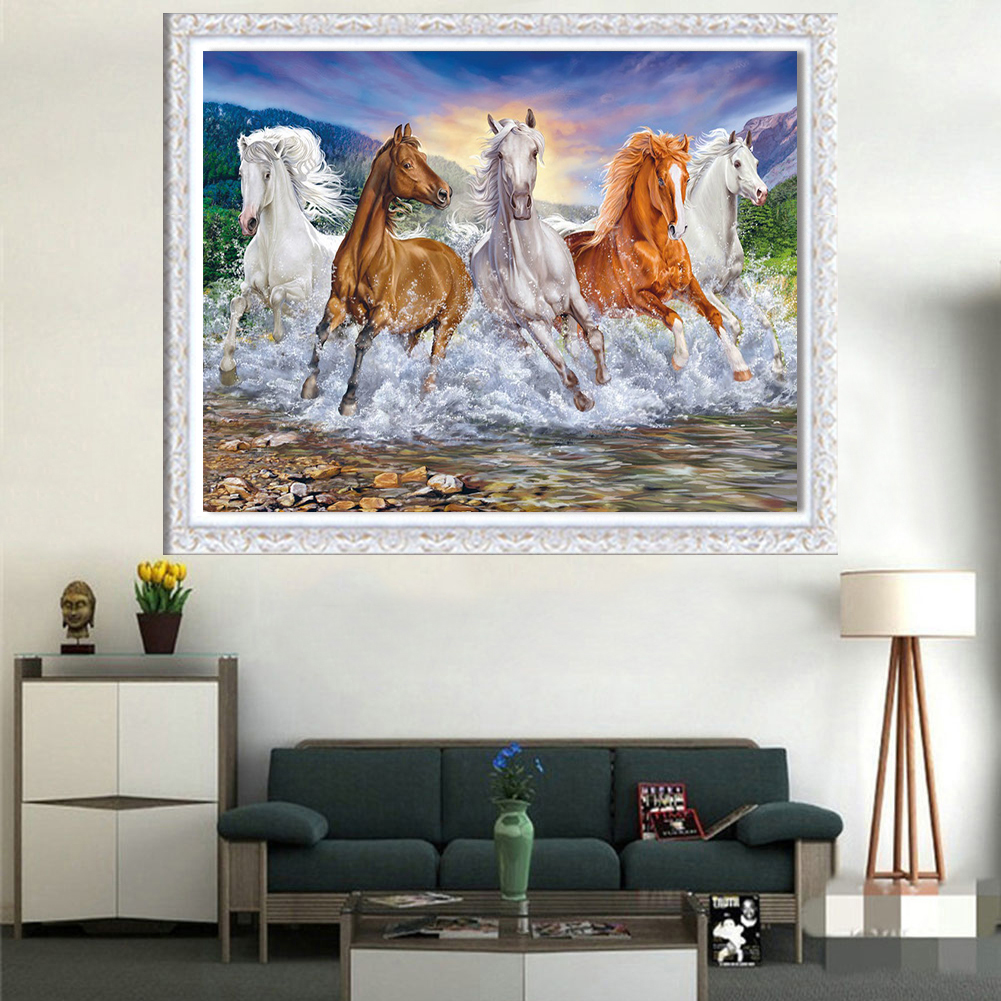 

(Multi-Size) Grassland Horses - Round/Square Drill Diamond Painting - 40*30CM, Round diamond 40*50cm, 501 Original