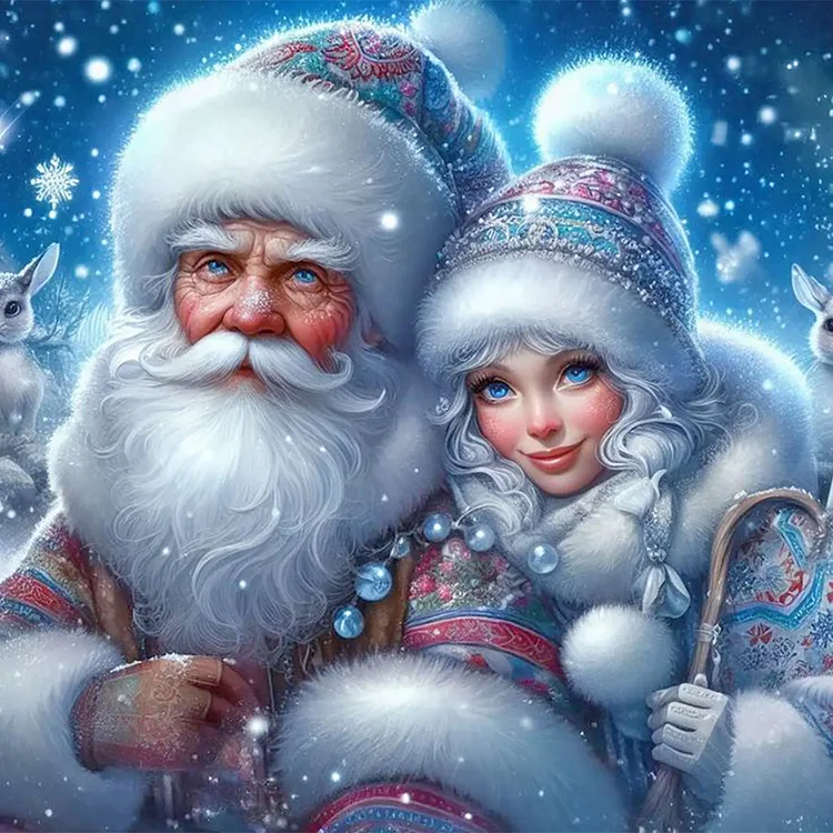 Santa Claus And Snow Girl 40*40CM (Canvas) Full Round Drill Diamond Painting gbfke
