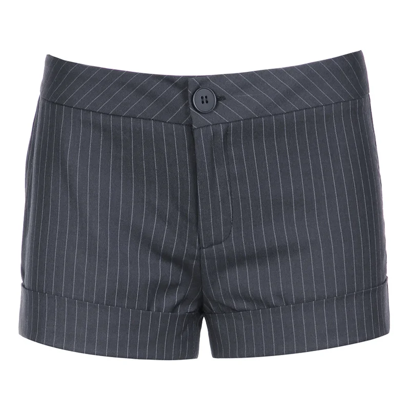 Ueong Spice Girl Low Waist Striped Suit Shorts Tight Show Thin Street All Kinds Of Straight Woven Casual Trousers