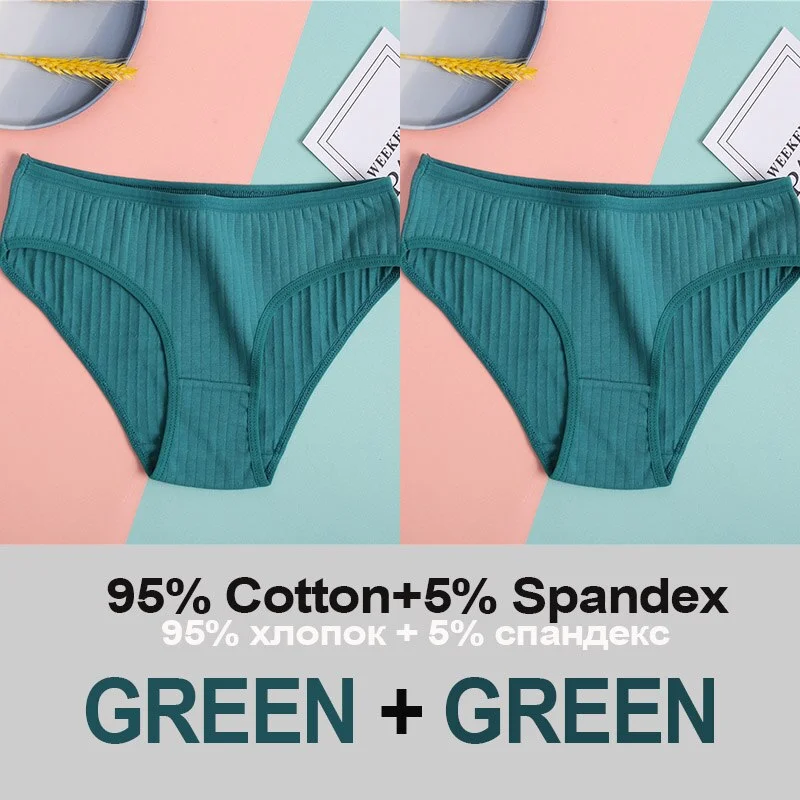 2PCS Women's Cotton Panties Sexy Underwear 6 Solid Color Panties for Woman Female Underpants Intimate Lingerie Briefs Pantys Set