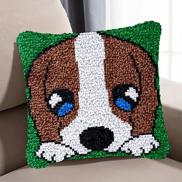 Cartoon Dog Pillowcase Latch Hook Kit for Beginner veirousa