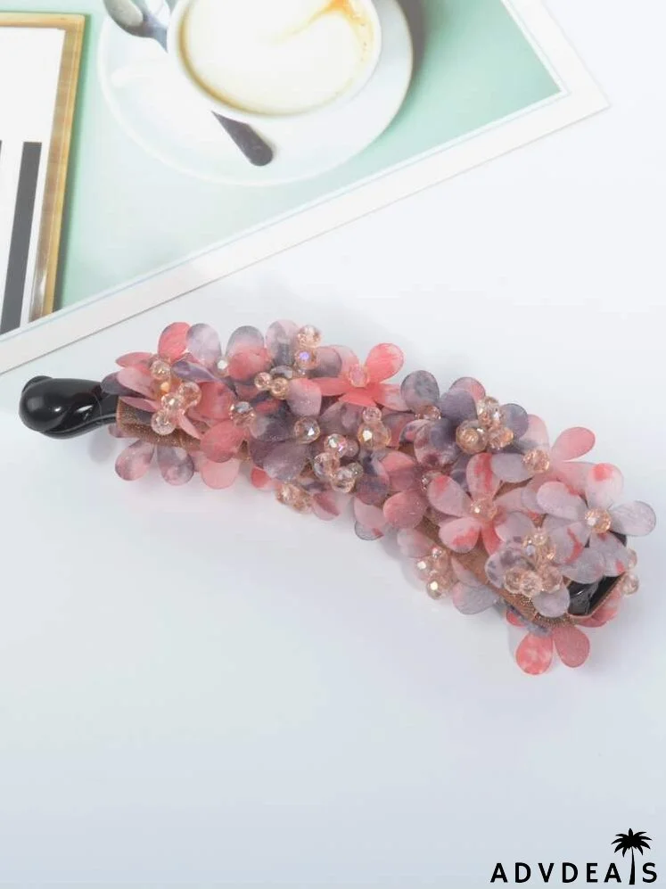 Flower & Bead Decor Banana Clip