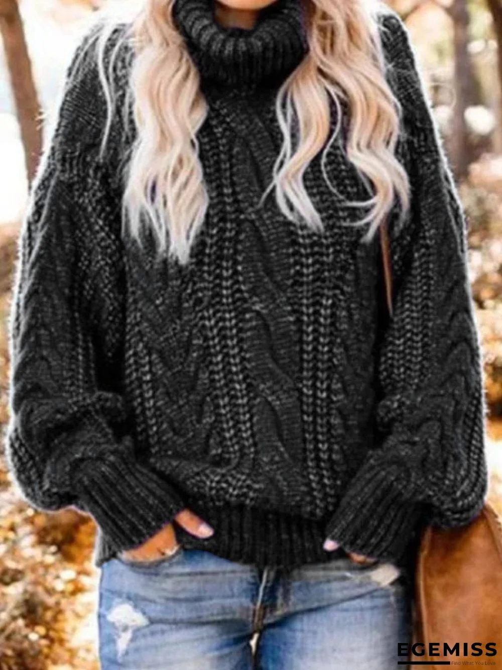 Casual Plus Size Cowl Neck Sweater Pullover | EGEMISS