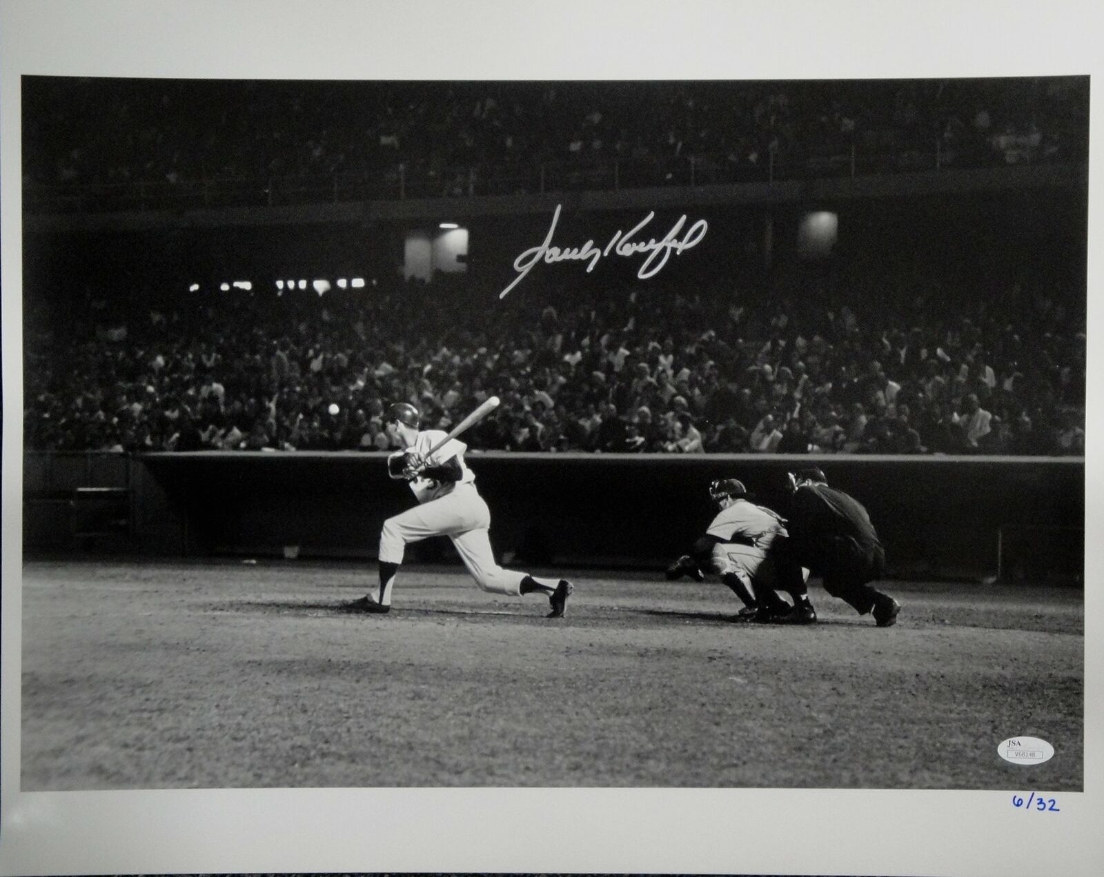 Sandy Koufax Hand Signed Autographed 16X20 Photo Poster painting Dodgers At Bat Rare! JSA /32