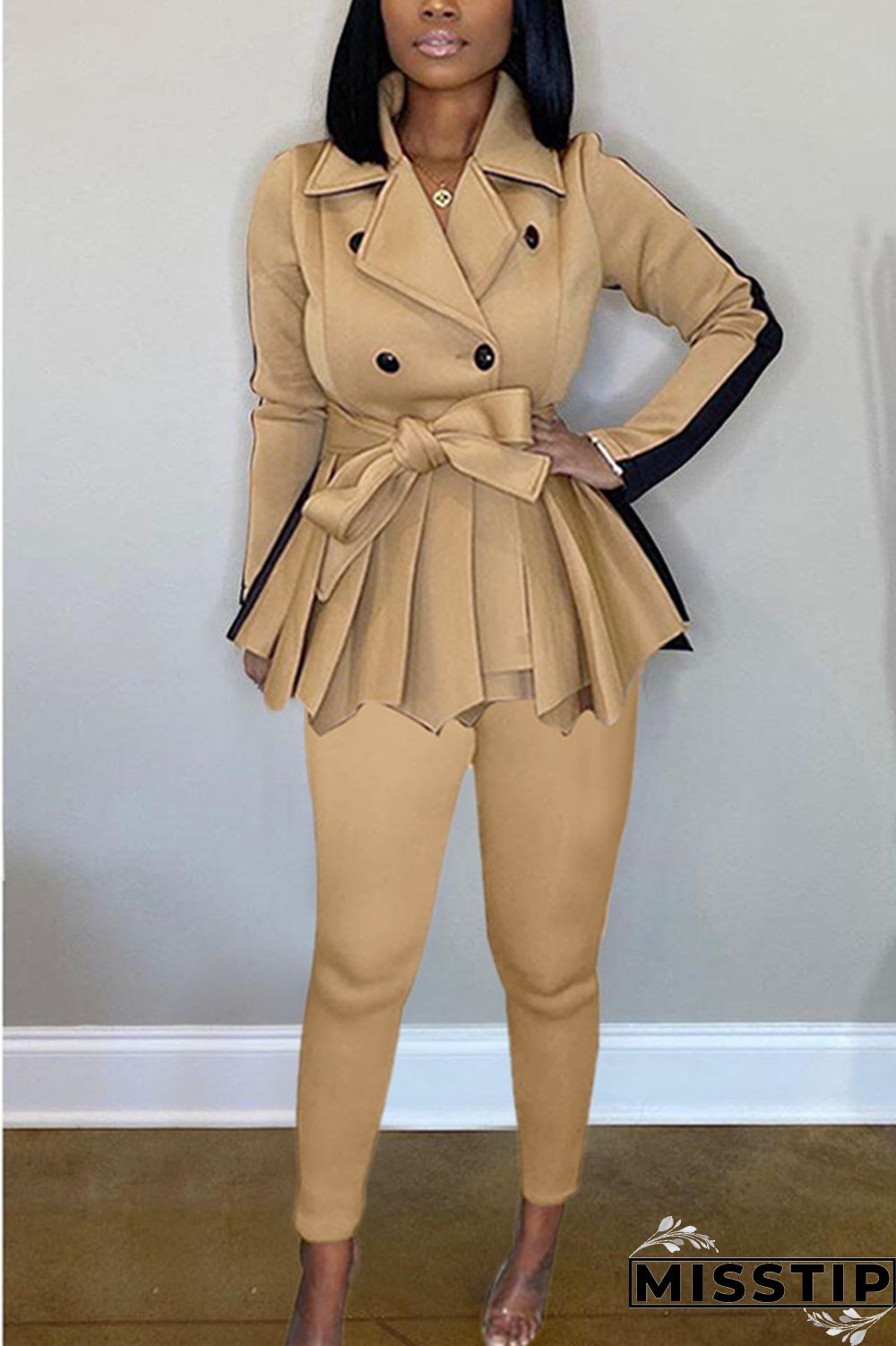 Orange Fashion Casual Long Sleeve Turndown Collar Regular Sleeve Regular Patchwork Two Pieces