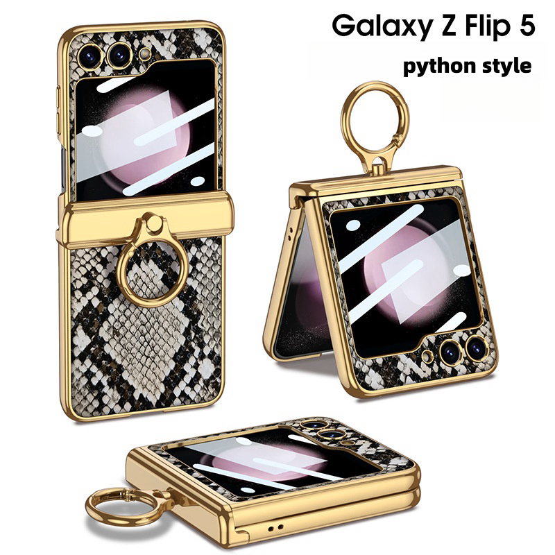 Suitable for Samsung Zfilp5/4/3 Leather Stand Ring Phone Case