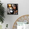 (40*40cm)Wolf Indian Girl - Full Round Drill Diamond Painting