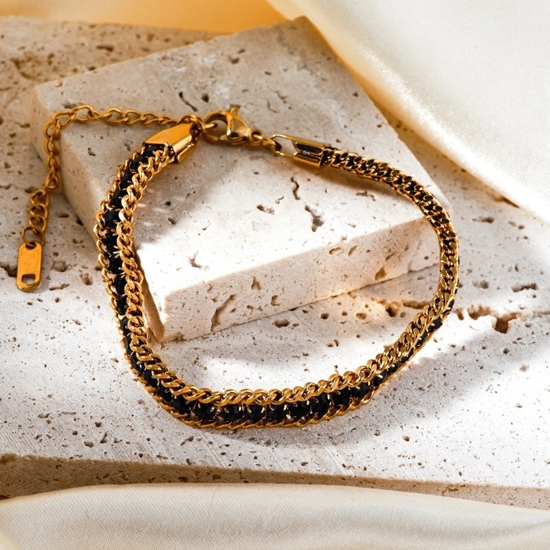 Modern Style Classic Style Irregular 304 Stainless Steel K Gold Plated Zircon Bracelets In Bulk