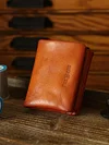 Vintage Genuine Leather Handmade Multi-Card Slot Demagnetizing Anti-theft Card Swiping Wallet