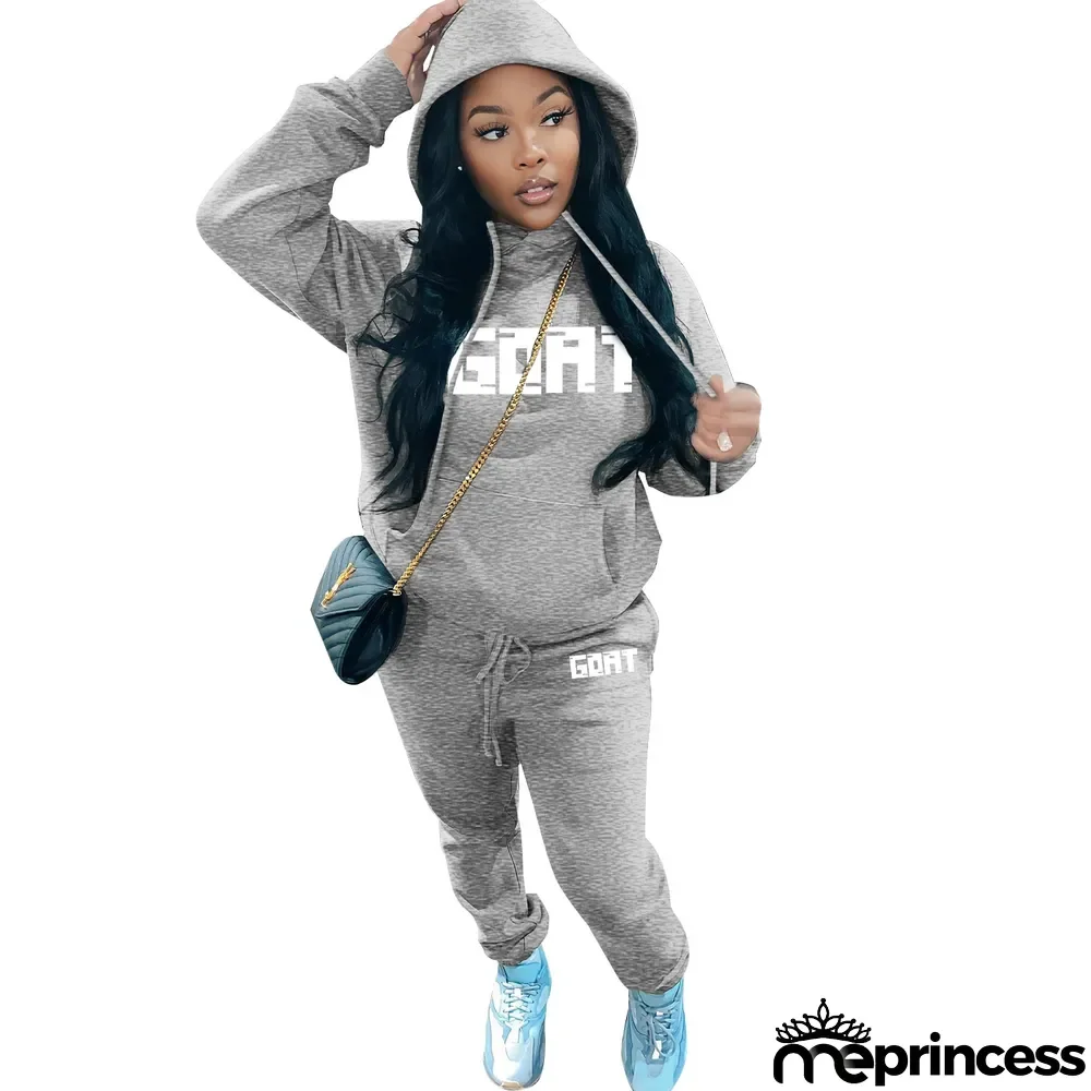 Women's Fashion Casual Fleece Hoodies Two-Piece Hoodie Tracksuit