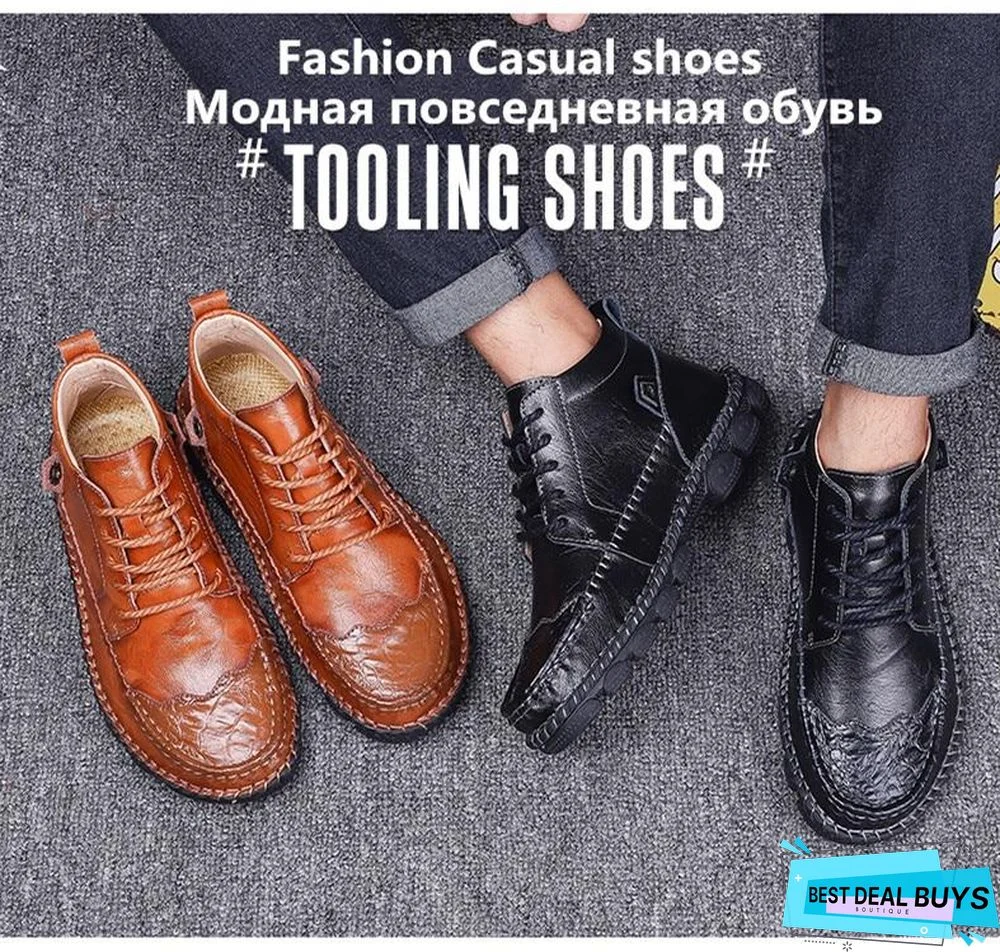 Cow Split Leather Men Boots Comfortable Boots Men Footwear Rubber Ankle Boots Men's Shoes