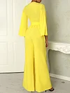 Loose Solid Color Deep V-Neck Urban Simple Jumpsuit