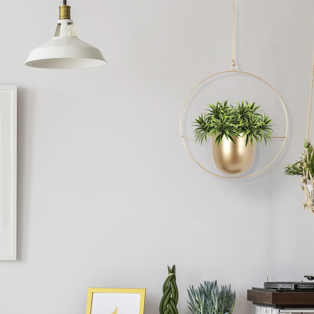 Nordic Hanging Flower Pot Balcony Plant Wall Mount Swinging Basket (Gloden)