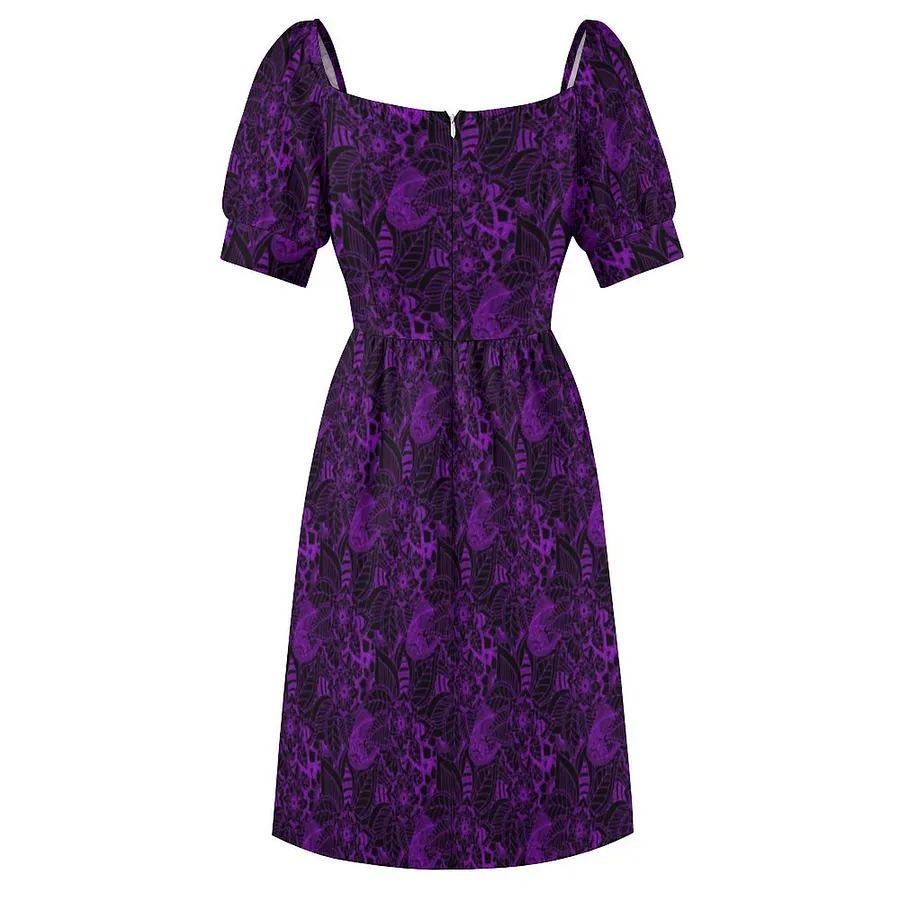 fitted lace wedding dress Pixie Dress – Purple Lace-Up Fit & Flare Dress | Jersey Cotton Bodice main image 1