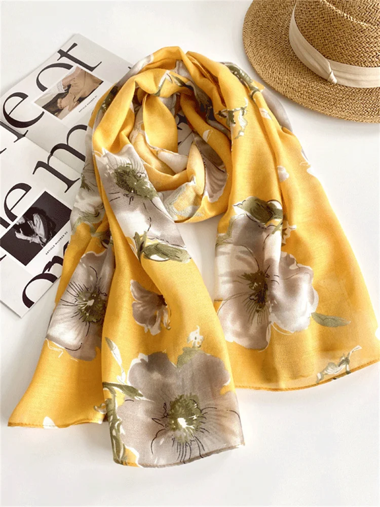 Flowers Watercolor Art Breathable Silky Shawl