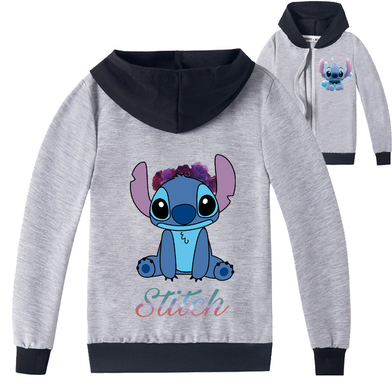 Mayoulove Stitch Zipper Jacket - Cartoonish Style - Cute and Warm - Kids and Parents Favorite!-Mayoulove