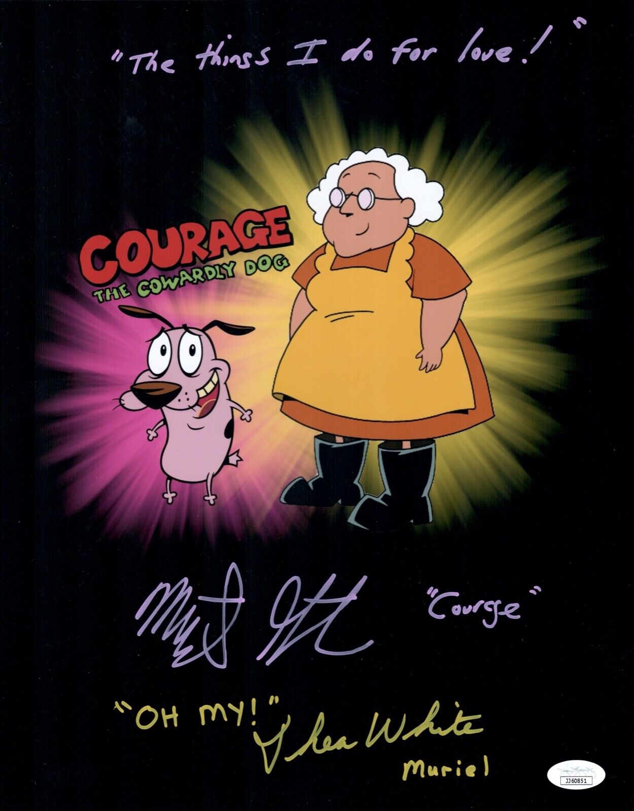 MARTY GRABSTEIN & THEA WHITE Signed COURAGE COWARDLY DOG 11x14 Photo Poster painting JSA COA