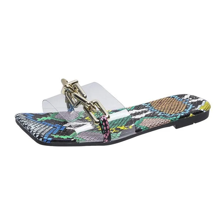 Fish mouth hollow snake print personalized ladies sandals