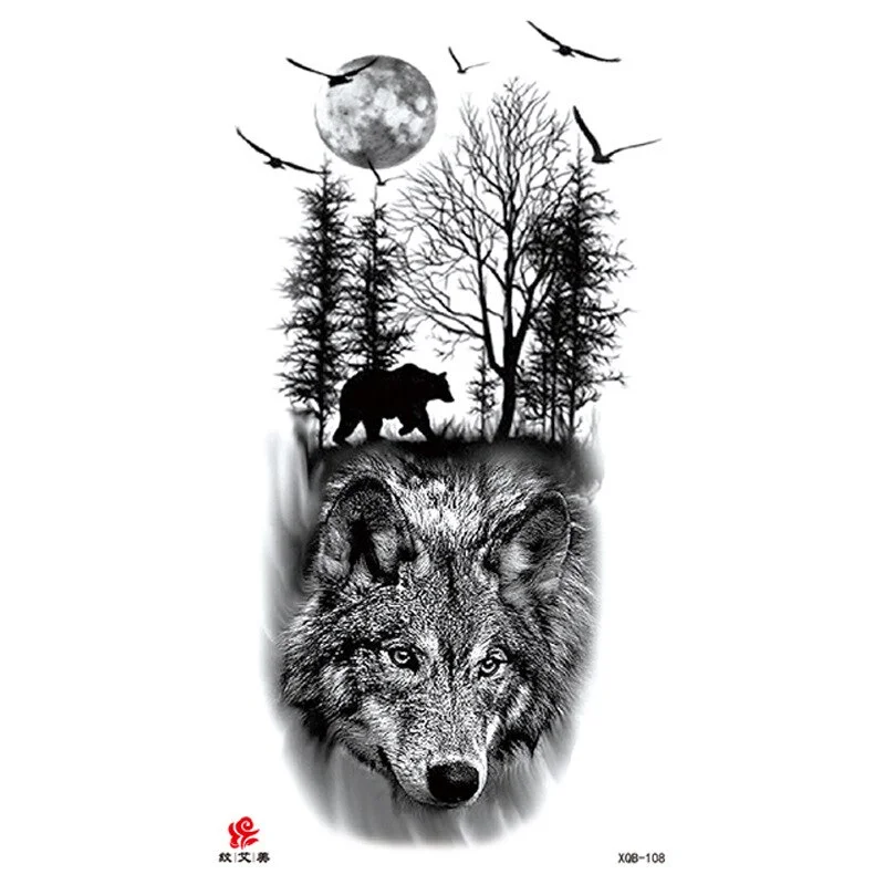 Sdrawing Temporary Tattoo Sticker Tiger Lion Wolf Mermaid Rose Arm Tattoo Hipster Tattoo Man Woman Tattoo Body Art Tatuajes