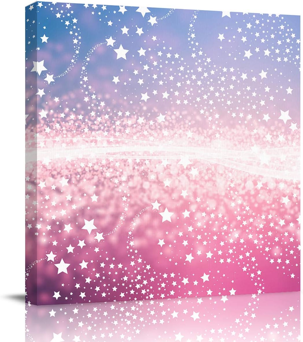 Canvas Wall Art Room Decor Ombre Dazzling Colorful Romatic Star Painting Pictures Print Modern Artwork Poster for Bedroom Living Room Kitchen Bathroom Home Office Decoration, Framed 20x20in 20&#034;x20&#034;