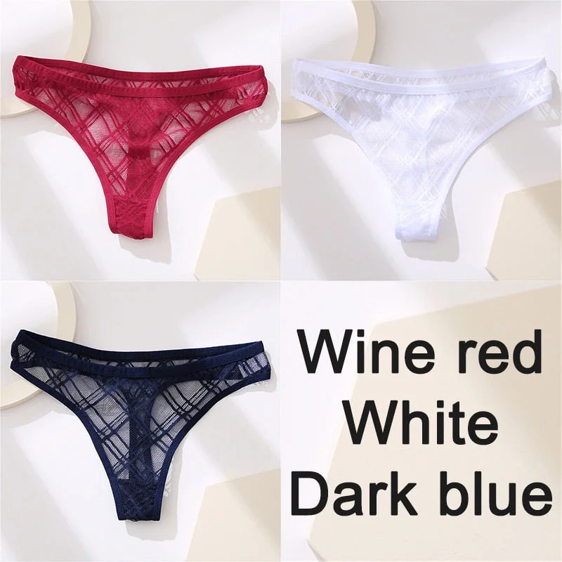 Sexy Lingerie Lace Panties Women Underwear G-String Perspective Thong Pantys Mesh Low Waist Female Briefs Intimate Underpants