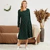 Maternity Round Collar Stripes Full Print Long-sleeve Dress