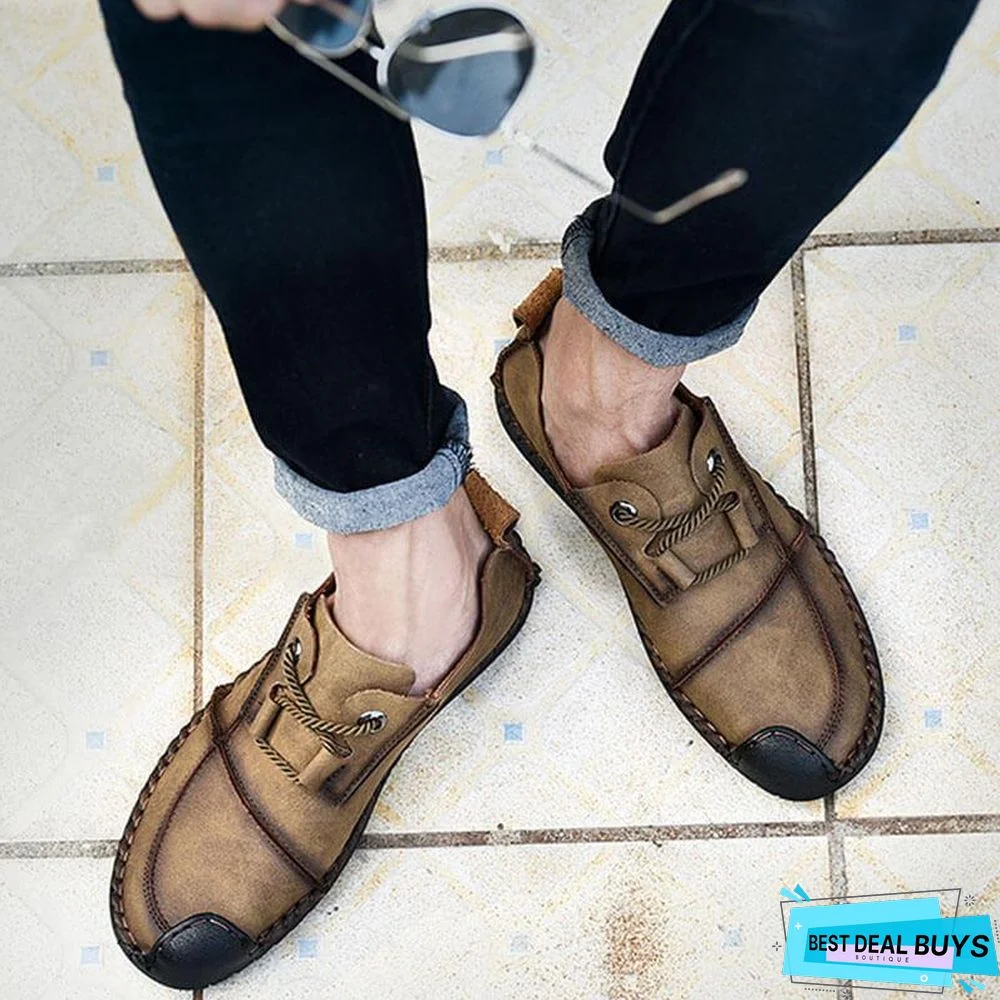 Men's Fashion Business Spliced Laced Casual Leather Shoes