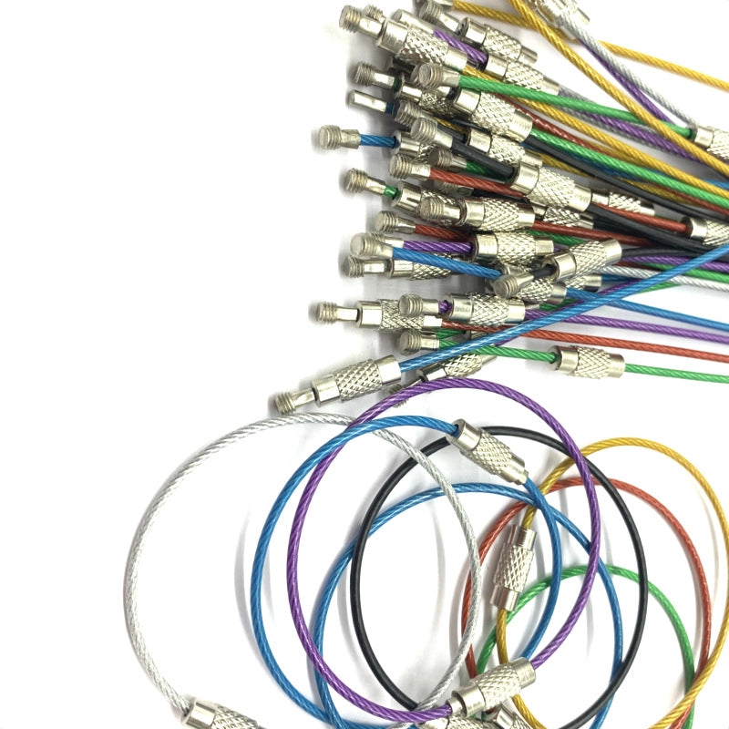 20 Pieces Factory Direct Rubber Coated Steel Wire Rope Color Wire Ring Tag Key Chain Luggage Tag Key Ring2