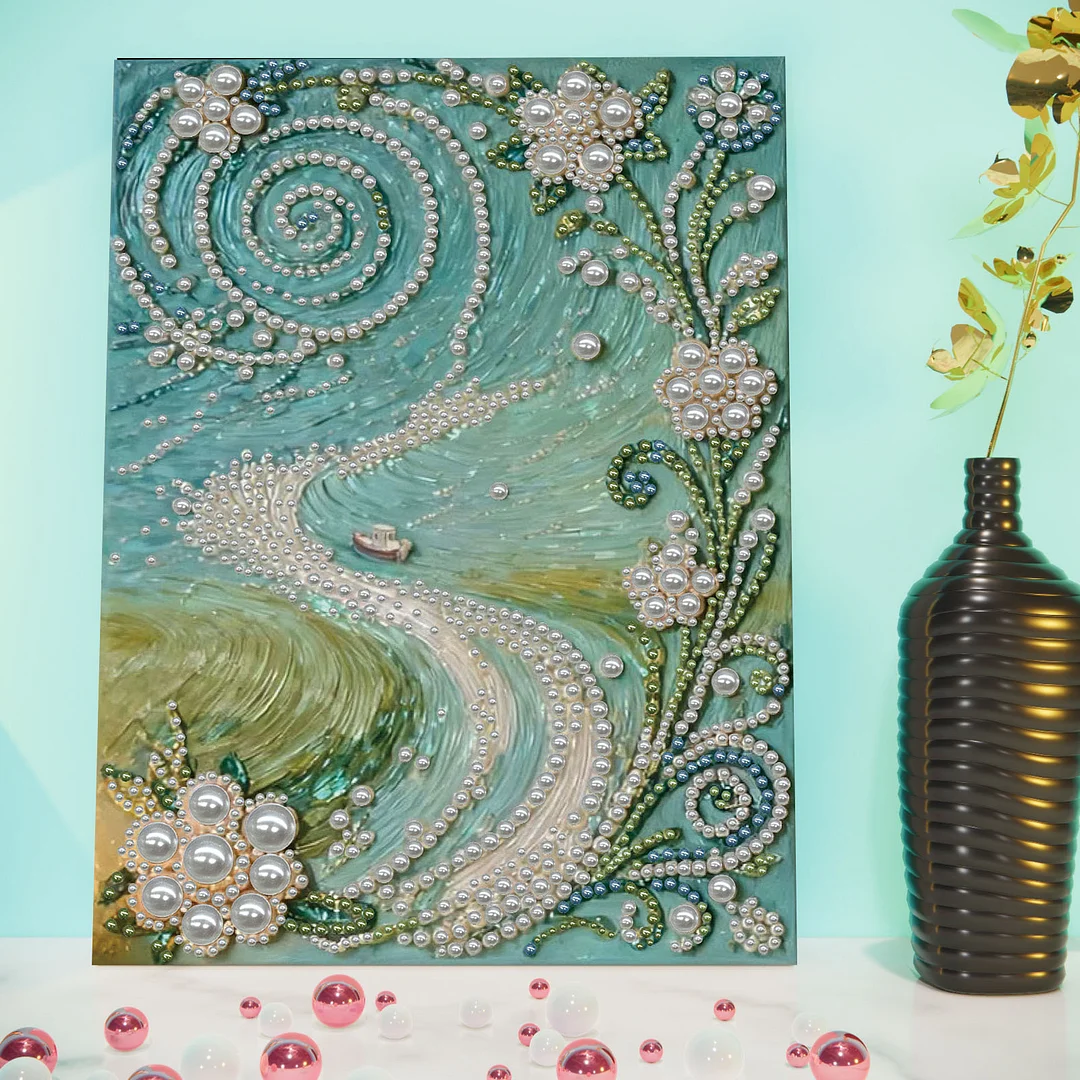 Path DIY Pearl Diamond Art Kits for Adults Home Decor With Frame 30x40cm