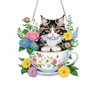 Flower Cup Cat - 5D DIY Pendant