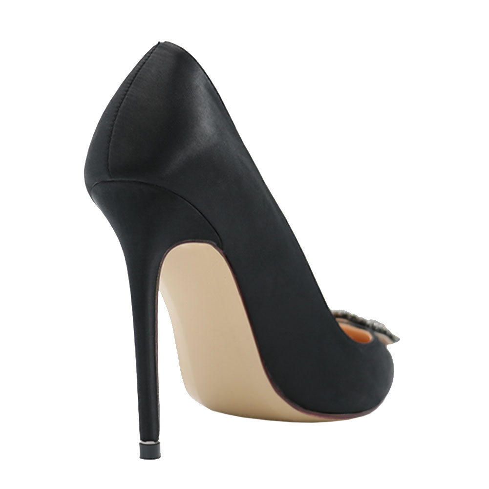 3.94" Women's Slik Shoes Diamond Party Wedding Black Pumps-vocosishoes