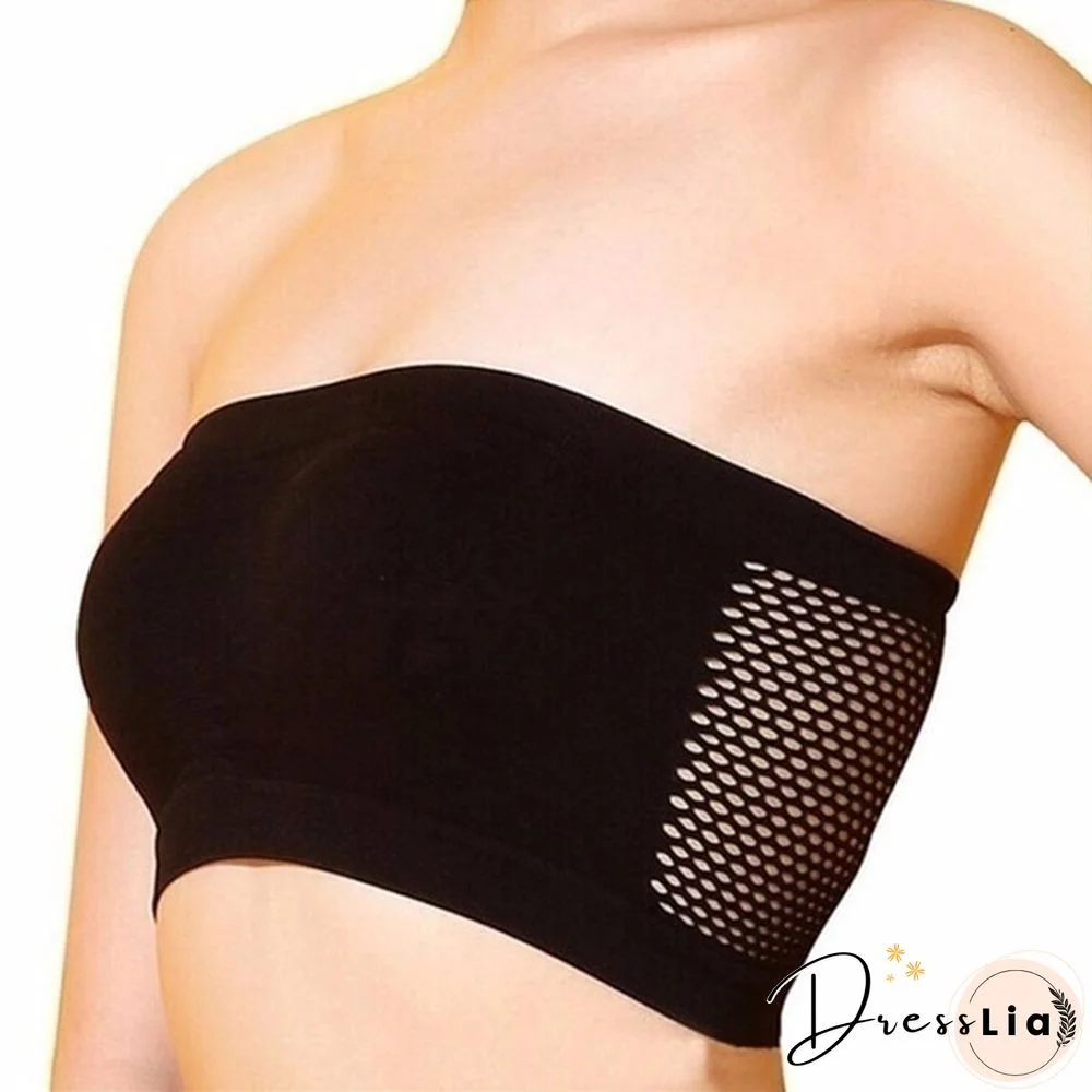 Women Seamless Strapless High Elastic Wrapped Invisible Strapless Soft Chest Wraps Tube Tops Push Up Bra Breathable Crop Top