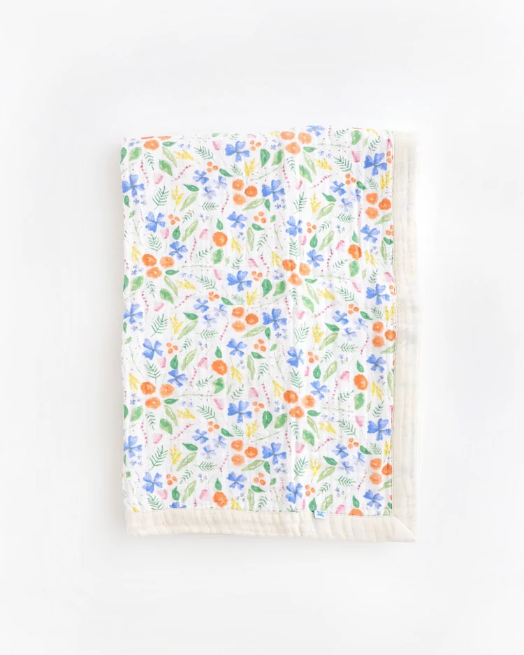 Cotton Muslin Baby Quilt - Mountain Bloom