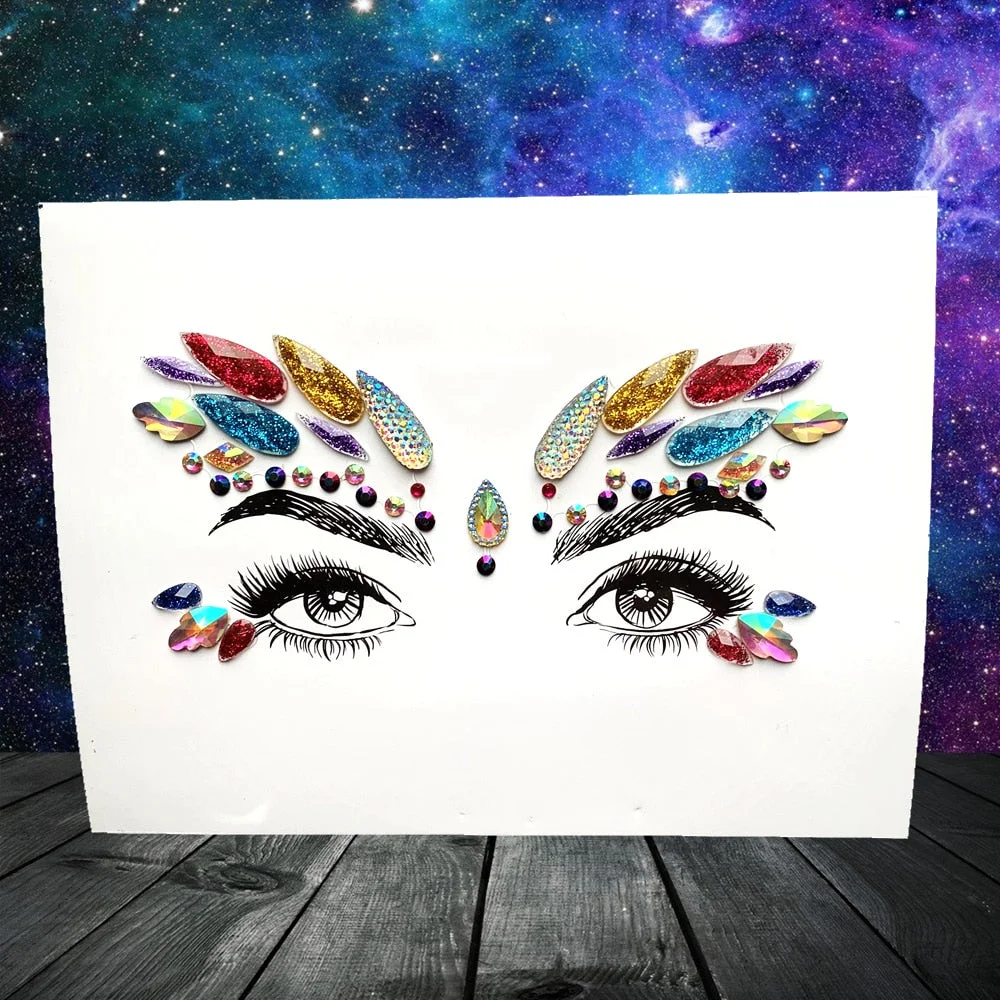 3D Flash Eye Gems Sticker Diamond Face Jewelry Acrylic Resin Drill Body Art For Party Show Rhinestone Forehead Eyebrow Eye Decor