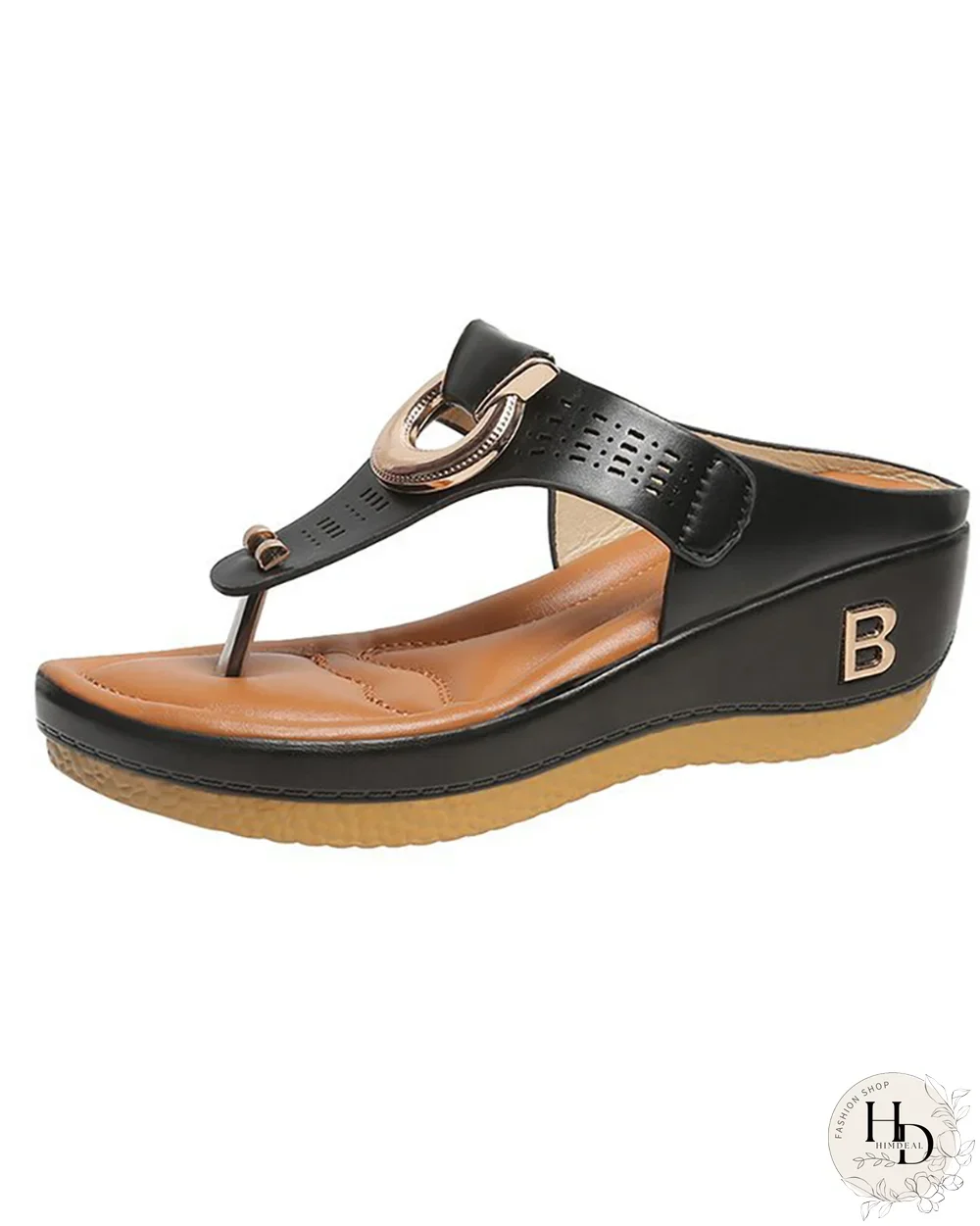 Chanclas de playa con cuña y tiras huecas