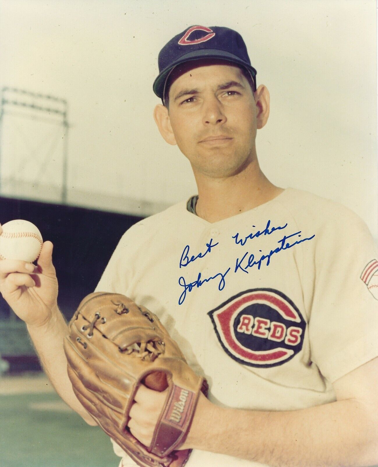 Autographed JOHNNY KLIPPSTEIN Cincinnati Reds 8x10 Photo Poster painting- COA