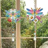2Pcs Diamond Painting Acrylic Double Sided Dragonfly Wind Chime Suncatcher with Crystal Hanging Pendant