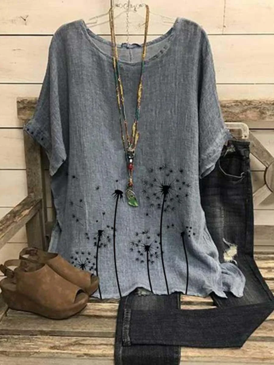 Women's Dandelion Art Print Casual Top
